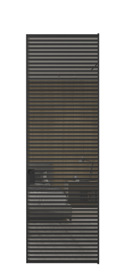 Алюминиевая дверь АЛПЛ040.07 Алюминий Черный Рефлективное серое стекло "Stopsol", калёное Цена 241260  | Volhovec