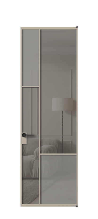 Межкомнатная дверь Мозаик АЛПЛ041.13 Алюминий бисквитный Сатинированное серое стекло, триплекс, 6 мм + Прозрачное серое стекло, триплекс Цена 1118630 AMD | Volhovec