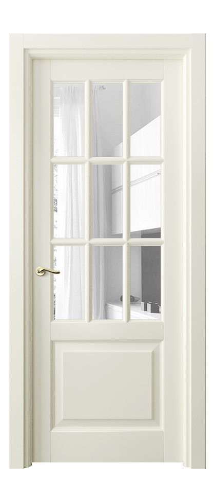 Межкомнатная дверь Lignum 0748 Бук молочно-белый Прозрачное стекло Цена 123480 ₽ | Volhovec