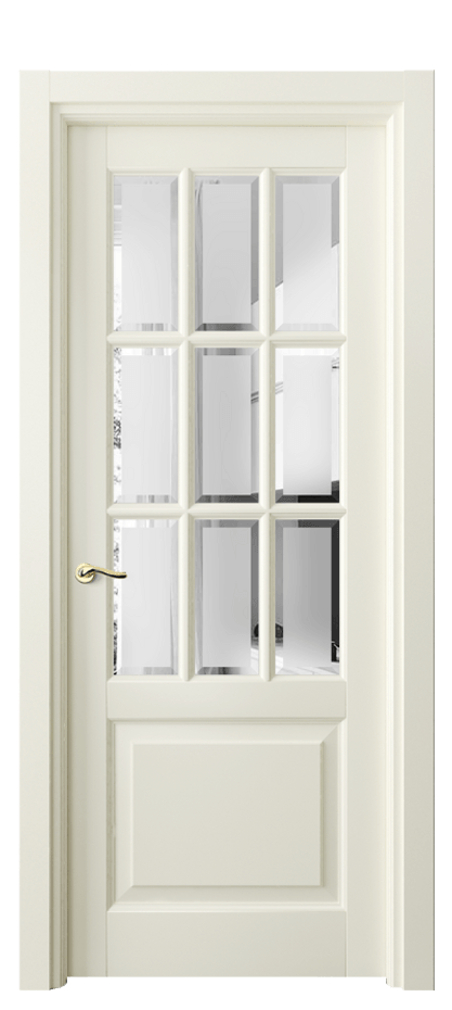 Межкомнатная дверь Lignum 0748 Бук молочно-белый Сатинированное стекло с фацетом Цена 128730 ₽ | Volhovec