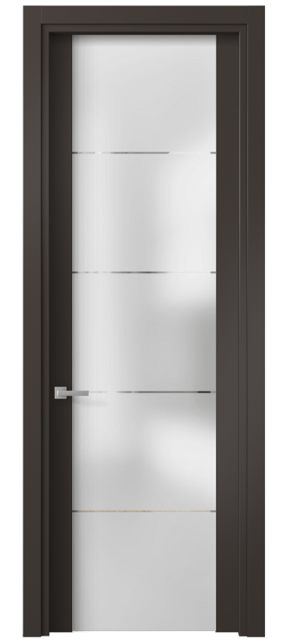Межкомнатная дверь Planum 4114 Матовый антрацит Сатинированное стекло с гравировкой «КВАДРО», триплекс Цена 63310 ₽ | Volhovec