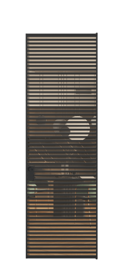 Алюминиевая дверь АЛПЛ040.07 Алюминий Черный Прозрачное оранжевое стекло, триплекс Цена 195690  | Volhovec