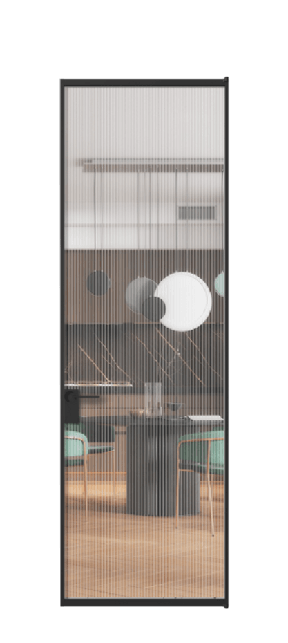 Алюминиевая дверь АЛПЛ040.01 Алюминий Черный Рифлёное стекло "Moru", триплекс Цена 128070  | Volhovec