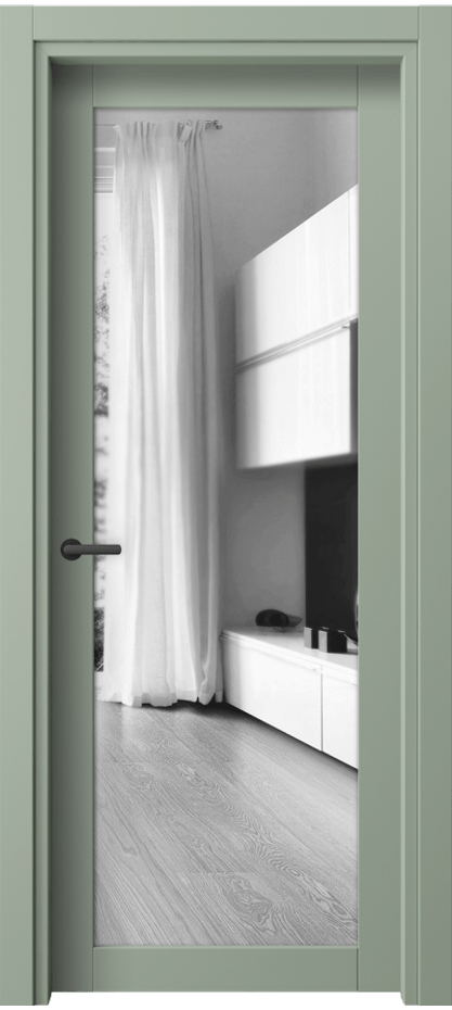 Межкомнатная дверь Нео 2102 ПЭТ светло-оливковый Двустороннее зеркало, триплекс Цена 36640 ₽ | Volhovec