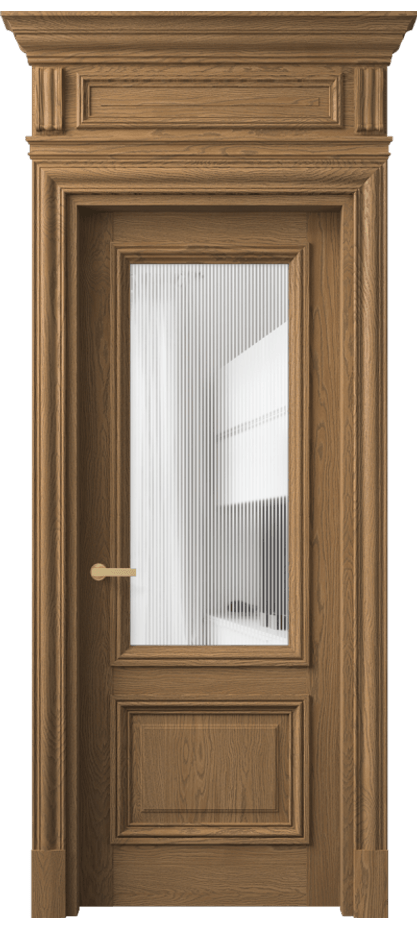 Межкомнатная дверь Антик 7302 Дуб мускатный матовый Рифлёное стекло "Дюна", триплекс Цена 282400 ₽ | Volhovec