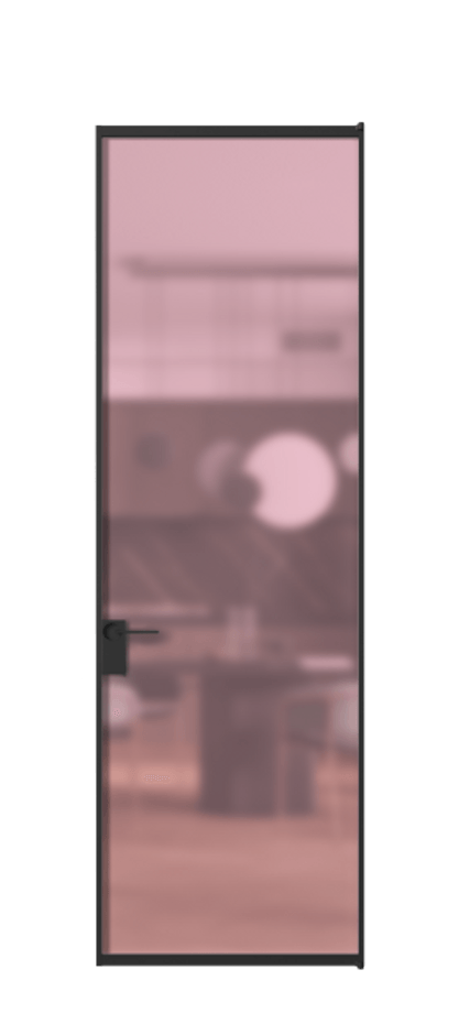 Алюминиевая дверь АЛПЛ040.01 Алюминий Черный Сатинированное розовое стекло, триплекс Цена 121350  | Volhovec