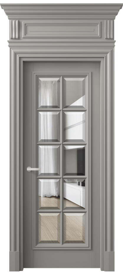 Межкомнатная дверь Антик 7310 Матовый нейтральный серый Прозрачное стекло с фацетом Цена 190790 ₽ | Volhovec
