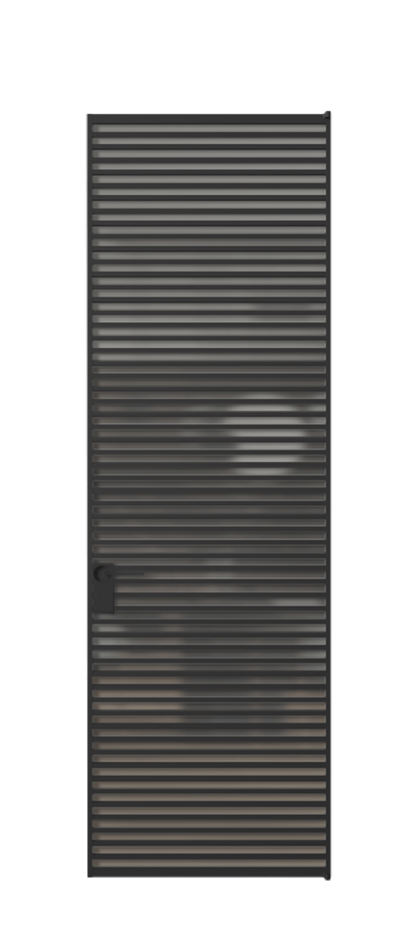 Алюминиевая дверь АЛПЛ040.07 Алюминий Черный Сатинированное серое стекло, триплекс Цена 195690  | Volhovec