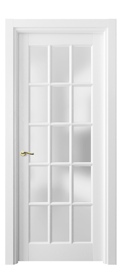 Межкомнатная дверь Лигнум 0708 Дуб белоснежный Сатинированное стекло Цена 170730 ₽ | Volhovec