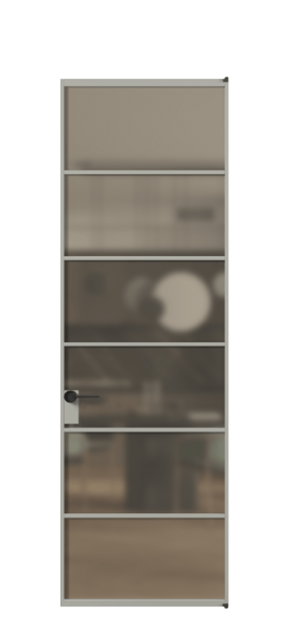 Алюминиевая дверь АЛПЛ040.04 Алюминий нейтральный серый Сатинированное бронзовое стекло, триплекс Цена 134960  | Volhovec