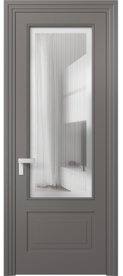 Межкомнатная дверь Rocca 8342 Матовый классический серый Сатинированное с гравировкой "Каннелюры", триплекс Цена 96490 ₽ | Volhovec