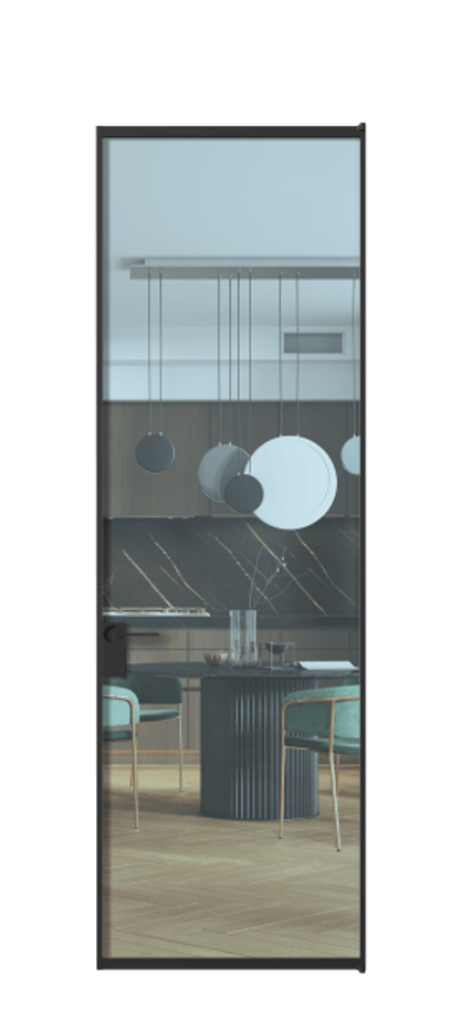 Алюминиевая дверь АЛПЛ040.01 Алюминий Черный Прозрачное голубое стекло, триплекс Цена 121350  | Volhovec