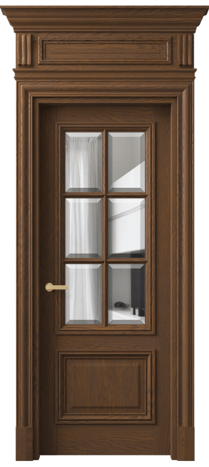 Межкомнатная дверь Antique 7312 Дуб каштановый матовый Прозрачное стекло с фацетом Цена 310330 ₽ | Volhovec