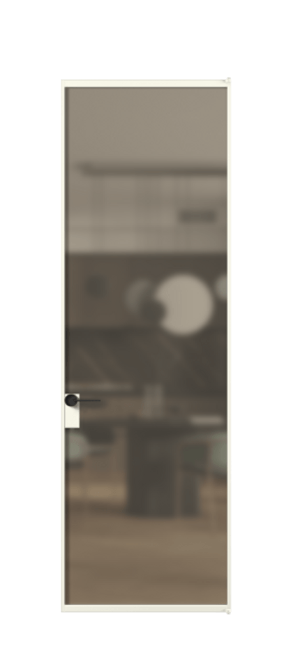 Алюминиевая дверь АЛПЛ040.01 Алюминий жемчужный Сатинированное бронзовое стекло, триплекс Цена 125130  | Volhovec