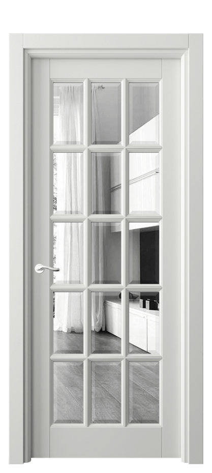 Межкомнатная дверь Лигнум 0708 Матовый светло-серый Двустороннее зеркало с фацетом, триплекс Цена 824780 AMD | Volhovec