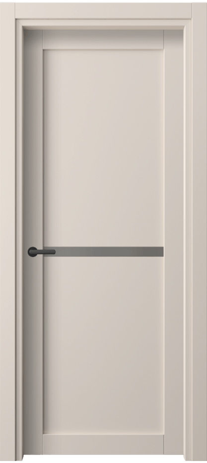 Межкомнатная дверь Нео 2112 ПЭТ пудровый бежевый Сатинированное серое стекло, триплекс Цена 33280 ₽ | Volhovec