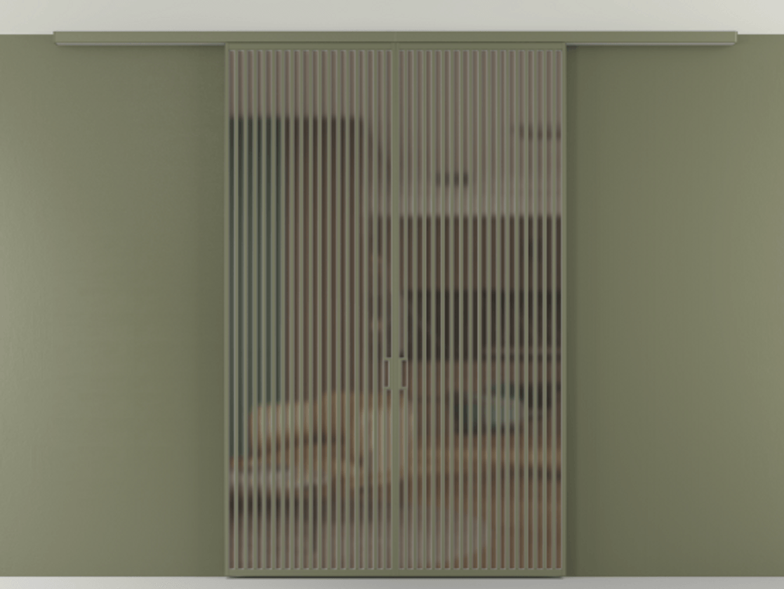 Перегородка Формато вдоль стены на потолок 2 створки АЛПР 040.06 Алюминий оливковый тёмный Сатинированное бронзовое стекло, триплекс Цена 465700 ₽ | Volhovec