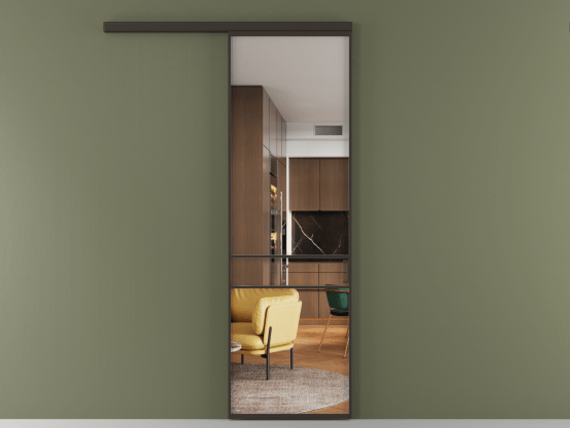 Перегородка Формато вдоль стены 1 створка АЛПР 040.02 Алюминий антрацит Прозрачное стекло "Кристал Вижн", калёное Цена 135560 ₽  | Volhovec