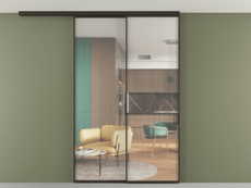 Перегородка Formato вдоль стены на потолок 2 створки с синхронным механизмом