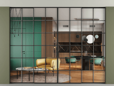 Перегородка Формато внутри проёма скрытое крепление в потолок 4 створки