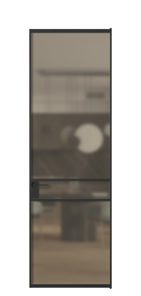 Дверь межкомнатная АЛПЛ040.02 Бронза сатин триплекс ЧЕР. Цвет Алюминий Черный. Материал Алюминий. Коллекция Formato. Картинка.