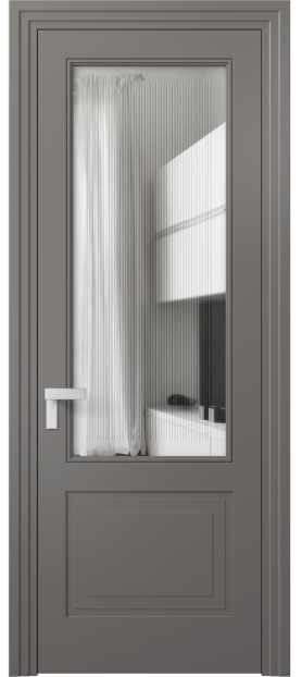 Дверь межкомнатная 8352 МКЛС Прозрачное стекло с гравировкой Rocca. Цвет Матовый классический серый. Материал Гладкая эмаль. Коллекция Rocca. Картинка.